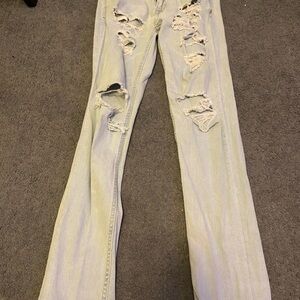 BDG Ripped Straight Leg Jeans in Light Blue